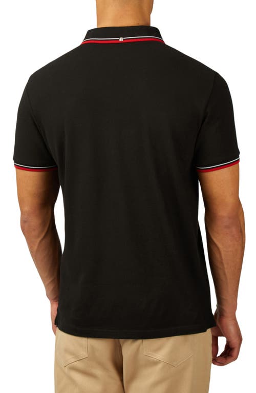 Ben Sherman Signature Tipped Organic Cotton Piqué Polo In Black