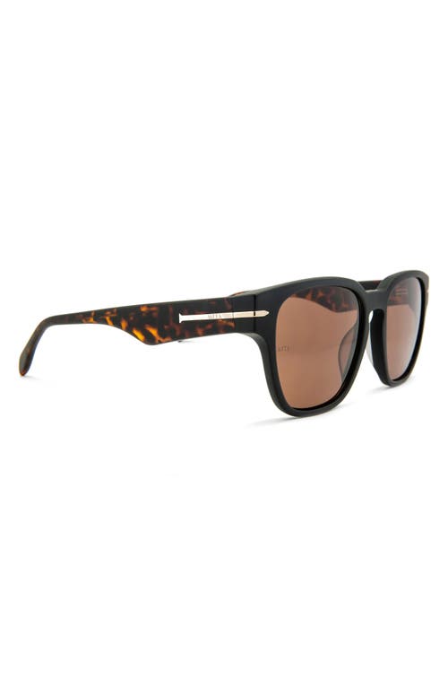 Shop Mita Sustainable Eyewear Key West 55mm Square Sunglasses In Shiny Black/brown