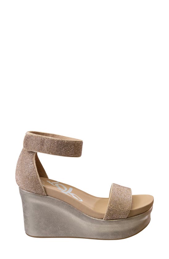 Shop Otbt Status Crystal Embellished Wedge Sandal In Rose Gold