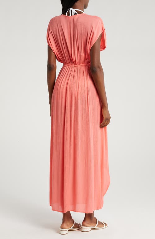 Shop Elan Wrap Maxi Cover-up Dress In Coral