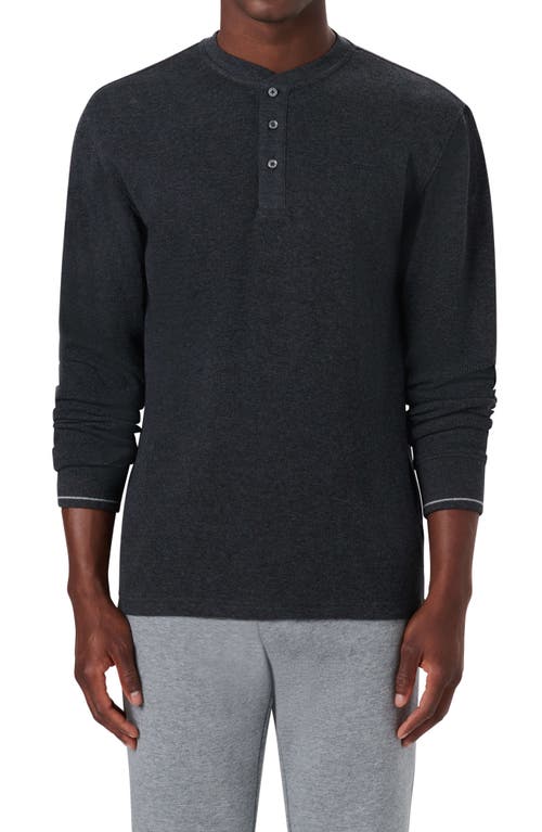 Bugatchi Regular Fit Long Sleeve Waffle Knit Henley in Graphite