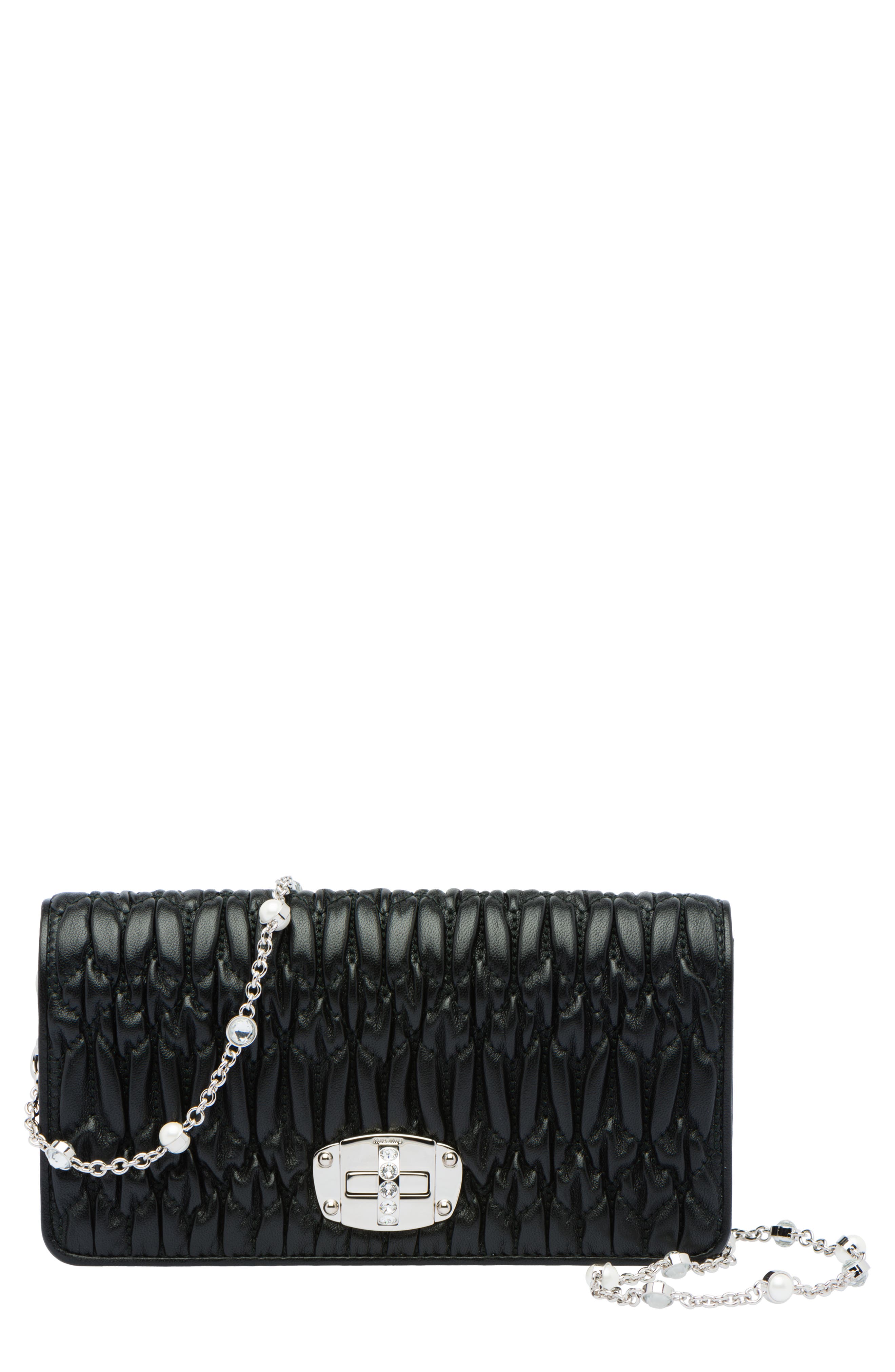 Miu Miu Matelassé Leather Wallet on a Chain Nordstrom