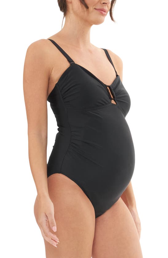 Shop Ripe Maternity O-ring One-piece Maternity Swimsuit In Black