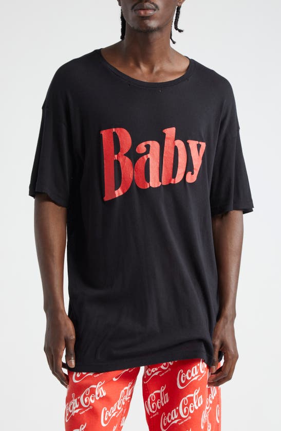Erl Oversize Lightweight Baby Graphic T-shirt In Black