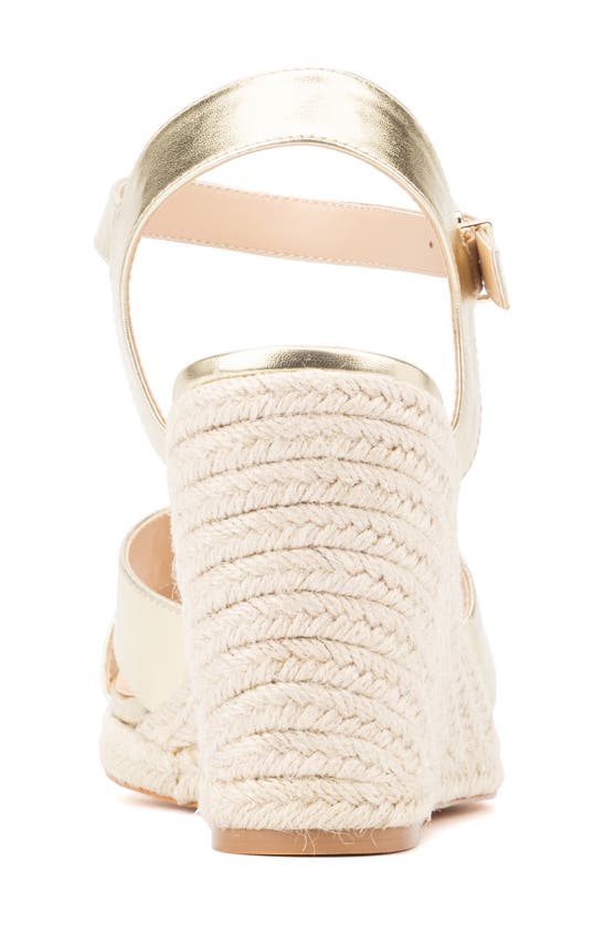 Fashion To Figure Irene Metallic Espadrille Wedge Sandal In Gold