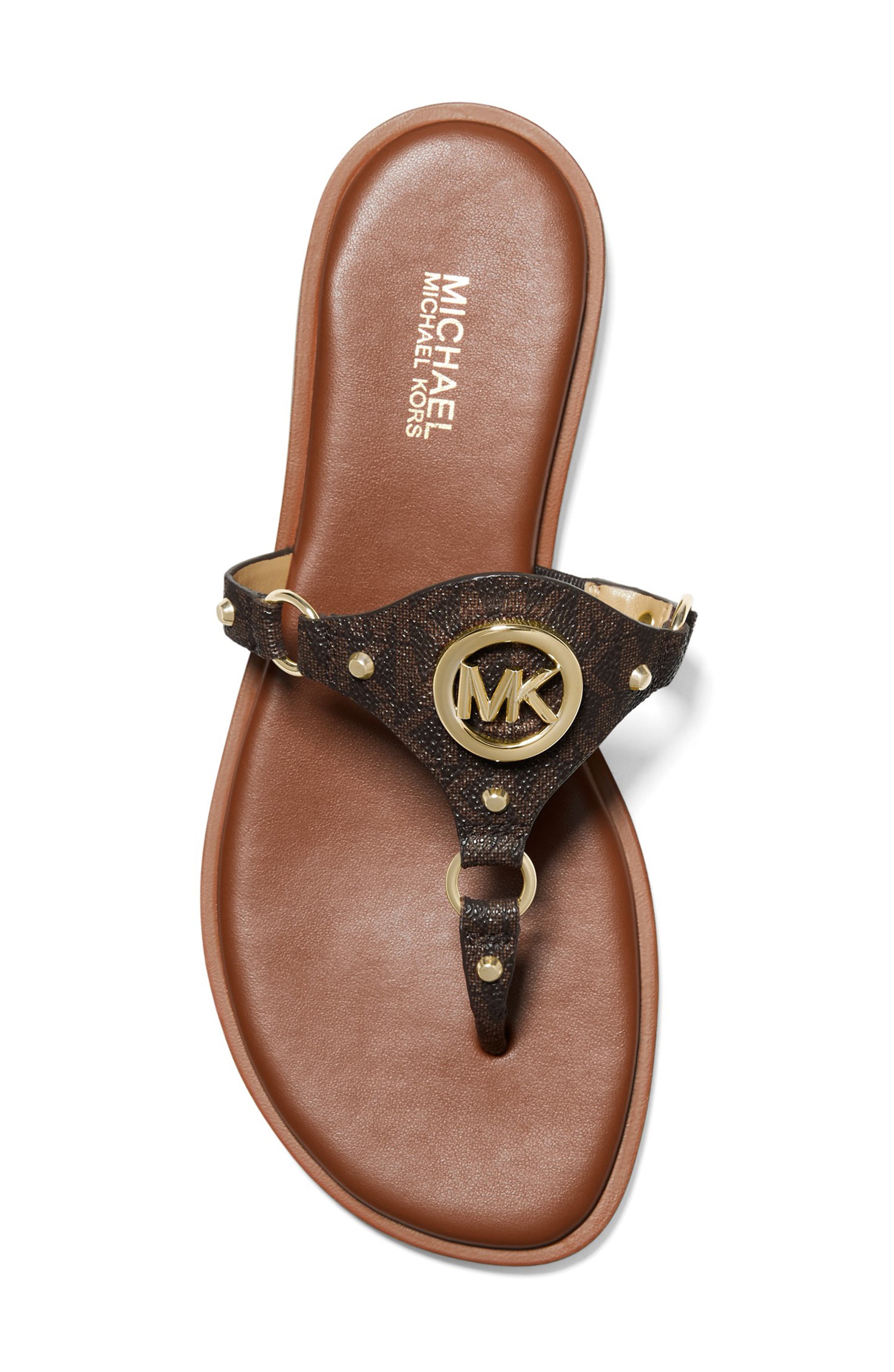 michael kors brown flip flops