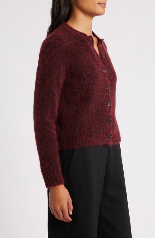 Shop Eileen Fisher Mohair & Wool Blend Crewneck Cardigan In Redwood