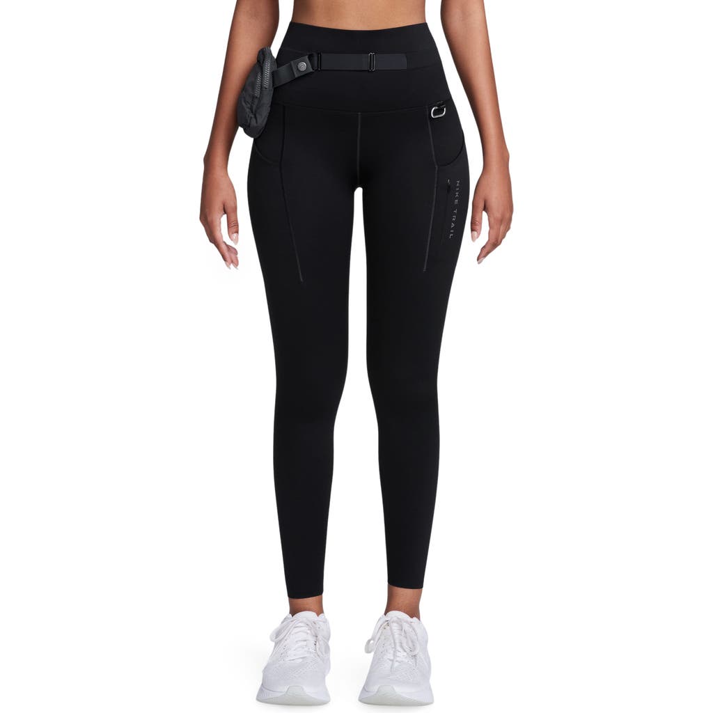 Nike Go Trail High Waist Pocket Leggings With Detachable Pack In Black/dk Smoke Grey