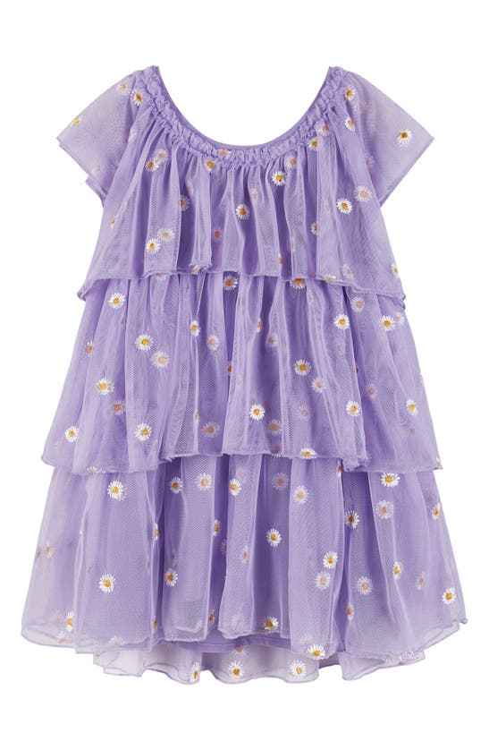 Shop Andy & Evan Kids' Ruffle Tiered Dress In Purple Floral