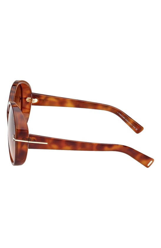 Shop Tom Ford Edie 64mm Oversize Round Sunglasses In Shiny Havana / Brown Orange