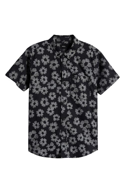 Rvca Kids' That'll Do Floral Print Short Sleeve Button-down Shirt