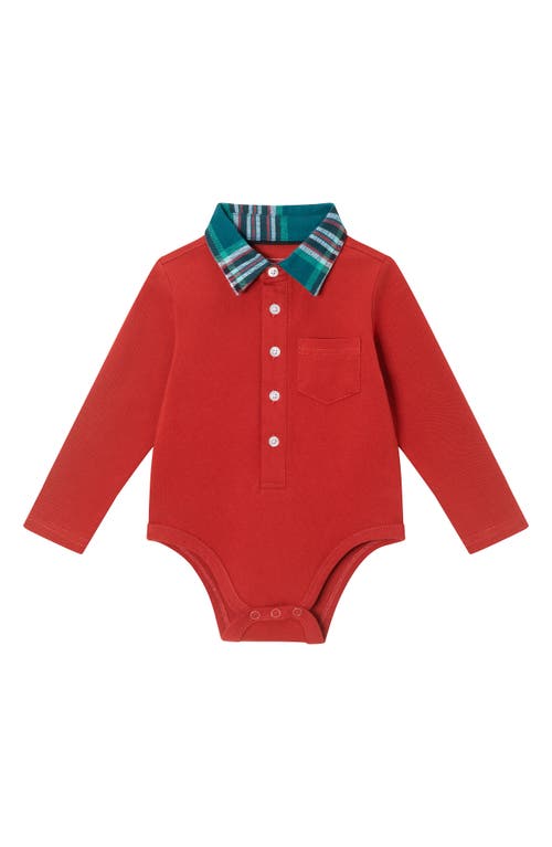 Shop Andy & Evan Button-up Bodysuit & Pants Set In Black Red