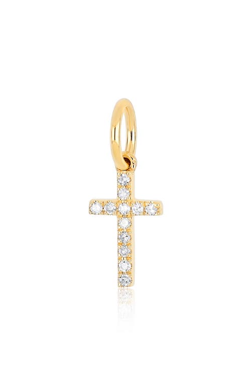 Ef Collection Diamond Cross Charm In Yellow Gold/diamond