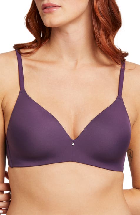 Seamless Women Purple Self Design Nylon With Net Bra, Size: 30c To