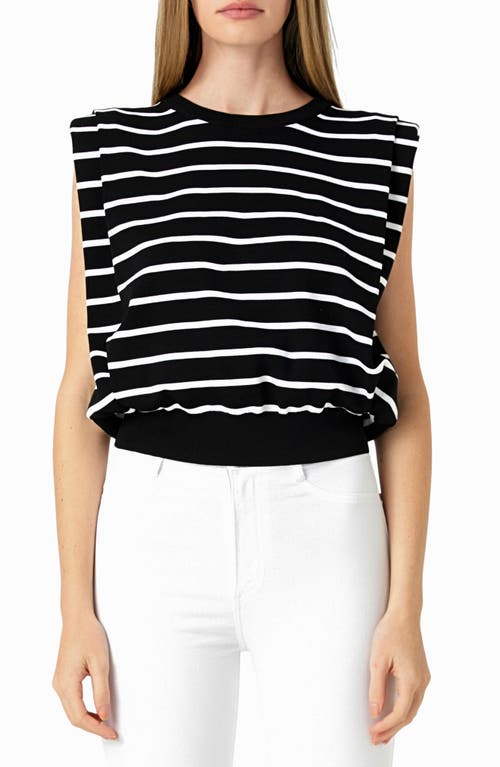 Endless Rose Stripe Sleeveless Knit Top In Black/white