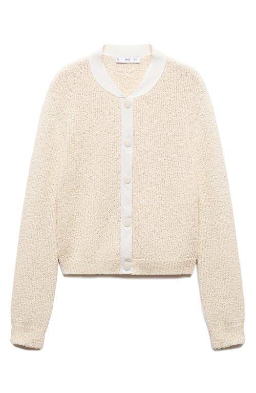 Shop Mango Bali Contrast Trim Cardigan In Natural White