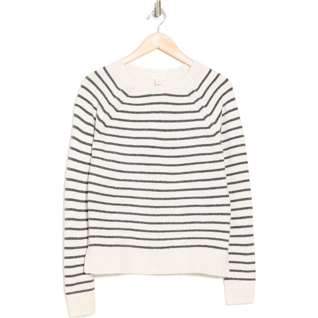 Caslon ® Raglan Sleeve Sweater In Beige- Grey Nora Stripe