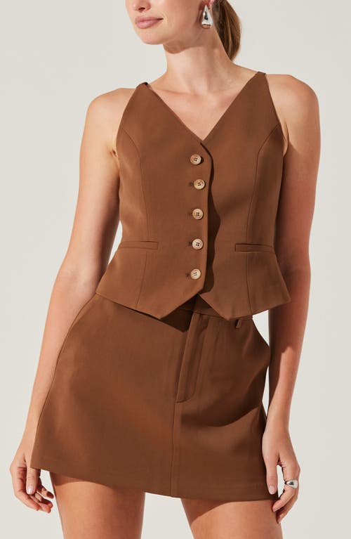 Shop Astr The Label Button-up Vest In Brown