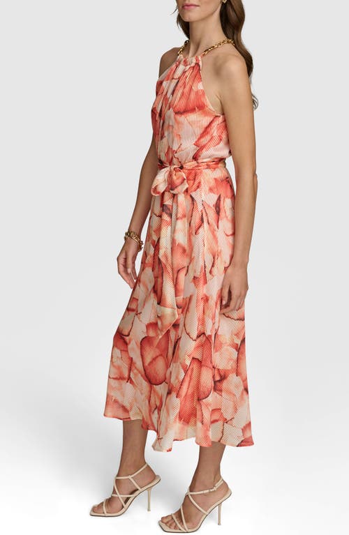 Shop Donna Karan New York Tie Belt Midi Dress In Terracotta