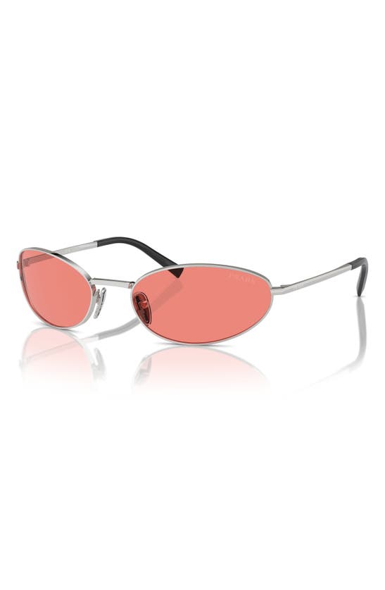 Shop Prada 59mm Oval Sunglasses In Silver