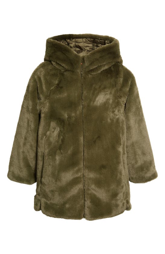 SAVE THE DUCK KIDS' FLORA REVERSIBLE HOODED FAUX FUR COAT