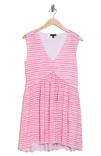 Shop Atm Anthony Thomas Melillo Stripe Sleeveless Jersey Minidress In French Rose Combo Watercolor