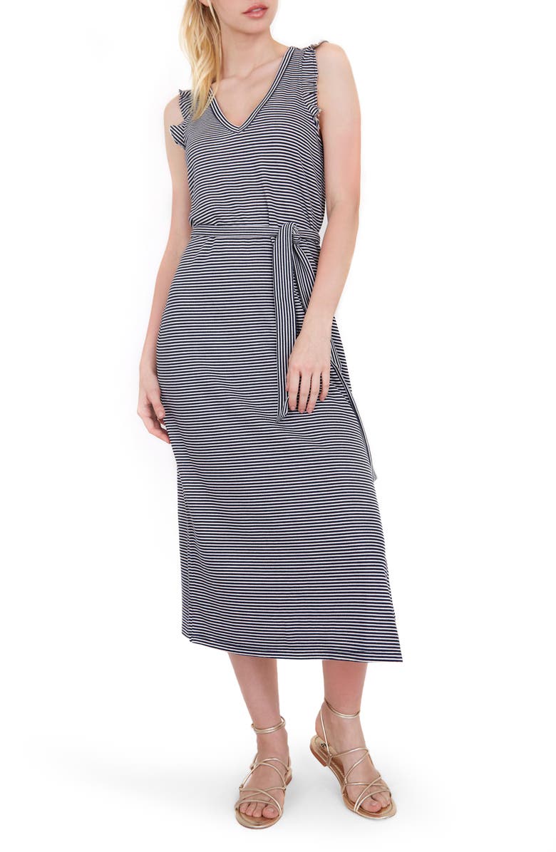 PAIGE Ravyn Stripe Sleeveless Midi Dress, Main, color, NAVY/ WHITE STRIPE