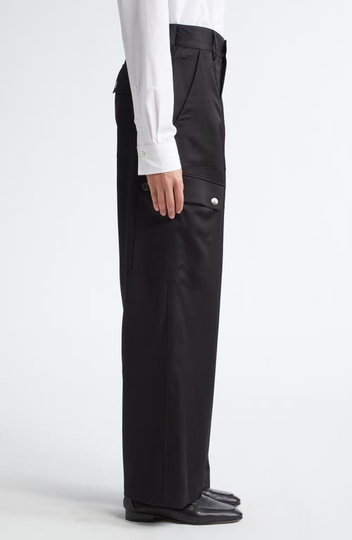 Shop Maria Mcmanus Snap Stretch Wide Leg Cargo Pants In Black