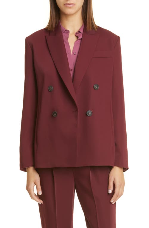 Vince Double Breasted Crepe Suit Blazer in Plum Wine