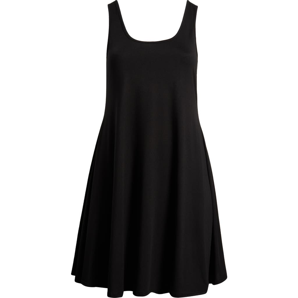24seven Comfort Apparel Petites Sleeveless A-line Fit And Flare Skater Dress In Black