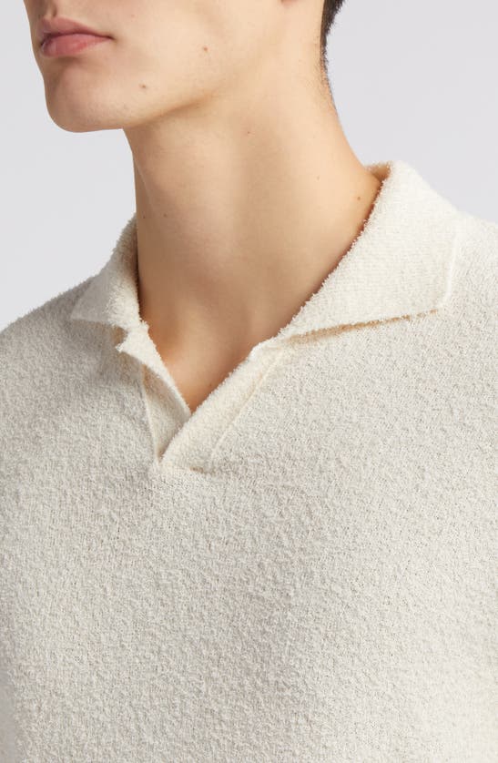 Shop Closed Textured Johnny Collar Shirt In Vanilla Cream