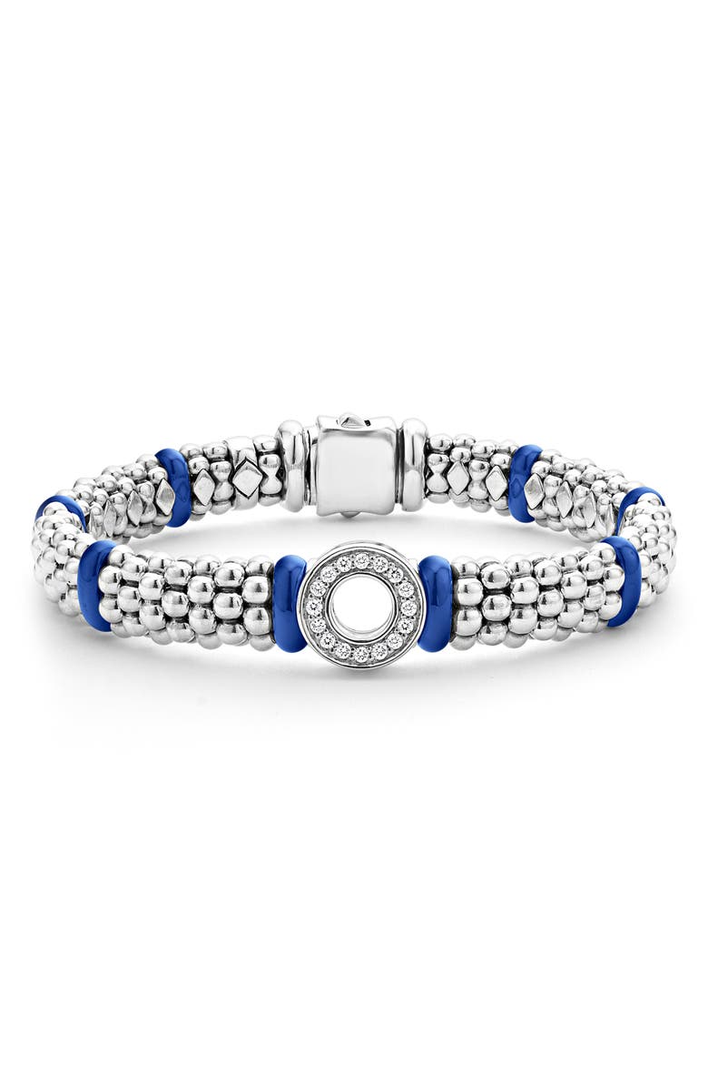 LAGOS Blue Caviar Diamond & Ceramic Station Bracelet, Main, color, 