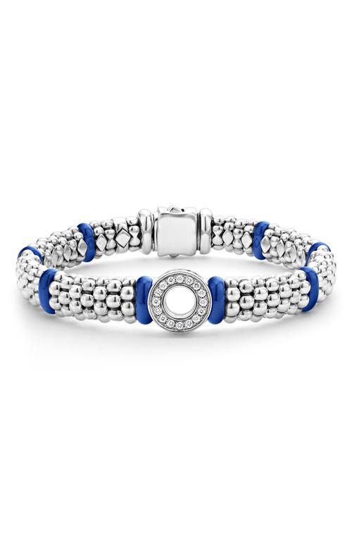LAGOS Blue Caviar Diamond & Ceramic Station Bracelet in Marine at Nordstrom, Size 7