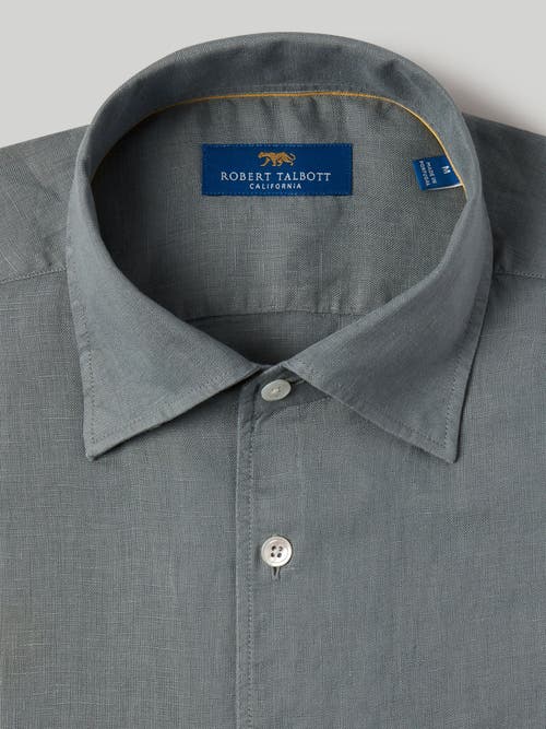 Robert Talbott Morgan Short Sleeve Linen Shirt In Light Gray