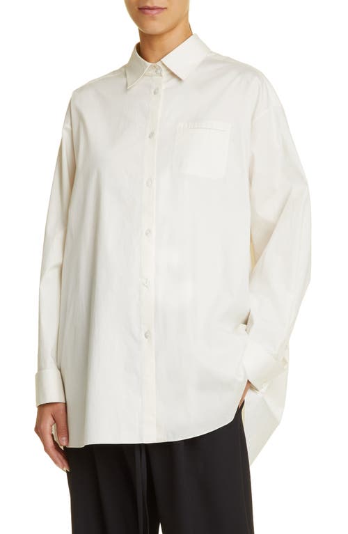 The Row Moon Cotton Button-Up Shirt in Shell at Nordstrom, Size Medium