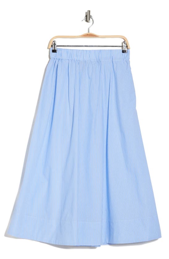 Shop Ellen Tracy Cotton Poplin Skirt In Blue Stripe