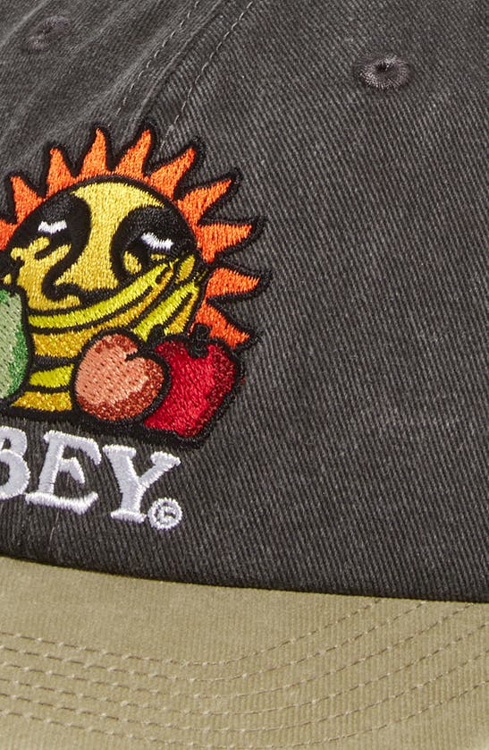 Shop Obey Fruit Snapback Baseball Cap In Pigment Black Multi