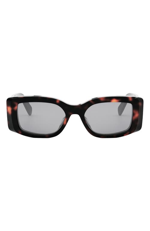 Shop Celine Triomphe 53mm Rectangular Sunglasses In Dark Havana/smoke