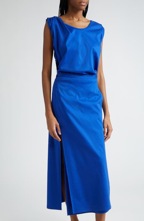 Shop Proenza Schouler Lynn Tie Back Organic Cotton Jersey Midi Dress In Cobalt
