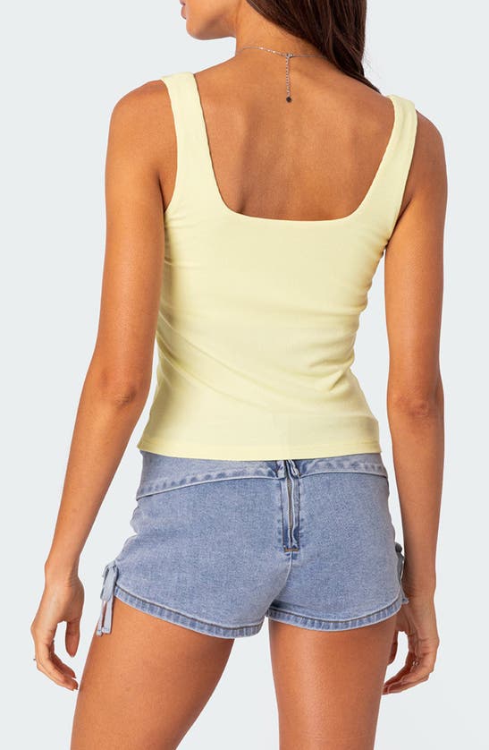 Edikted Lola Ribbed Tank Top In Yellow