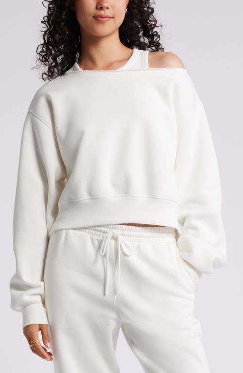 Shop Bp. Fleece Detail Off The Shoulder Sweatshirt In Ivory