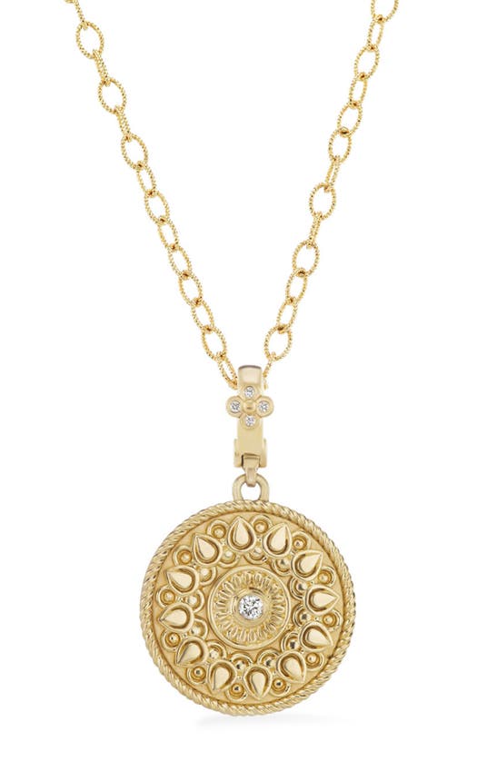 Shop Orly Marcel Diamond Mandala Pendant Necklace In Gold