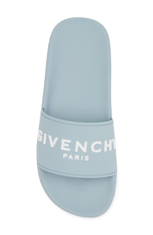 Shop Givenchy Logo Slide Sandal In Sky Blue