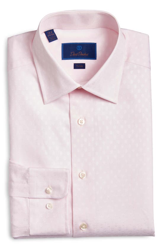David Donahue Micro Stripe Royal Twill Trim Fit Dress Shirt In Pink