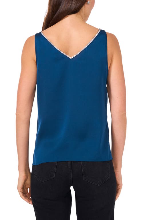 Shop Vince Camuto Rhinestone Trim Sleeveless Top In Deep Teal