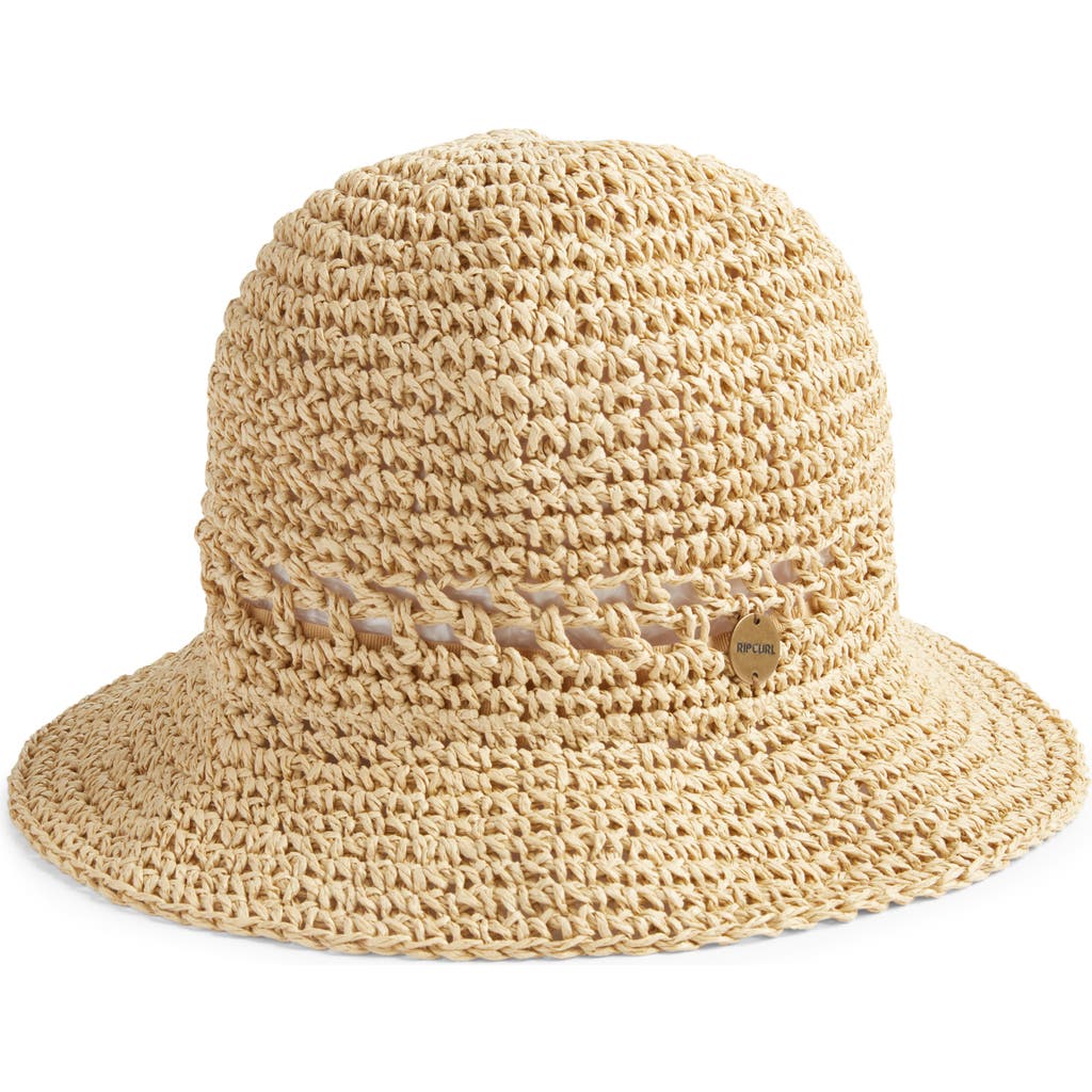 Rip Curl Crochet Stitch Straw Bucket Hat In Natural