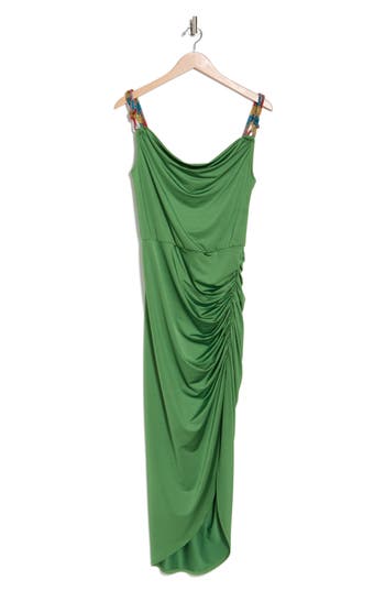 Shop Veronica Beard Biava Ruched Dress In Forest Army
