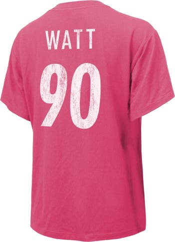 Women's Majestic Threads T.J. Watt Pink Pittsburgh Steelers Name & Number  T-Shirt