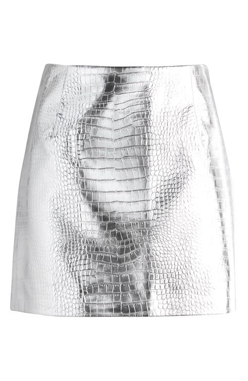 Shop Topshop Pelmet Metallic Embossed Faux Leather Miniskirt In Silver