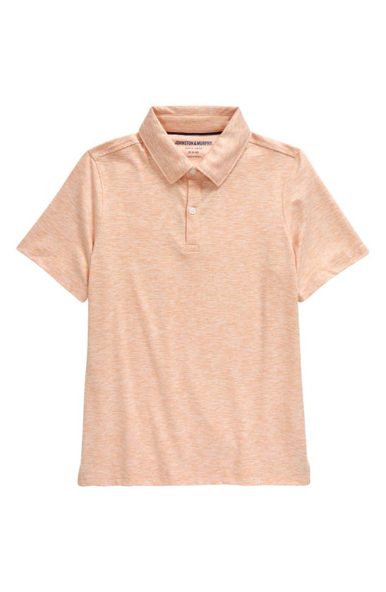 Shop Johnston & Murphy Kids' Micro Stripe Polo In Orange